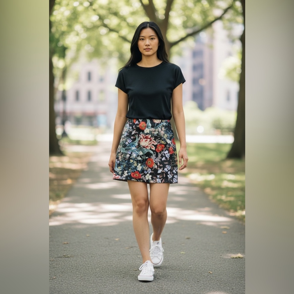 MINKPINK Floral Mini Skirt flowers Black - Picture 11 of 14